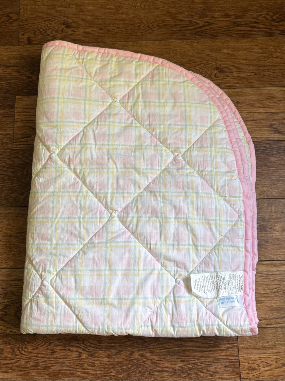 Vintage 90s Carter's Pastel Plaid Quilted Baby Crib Comforter